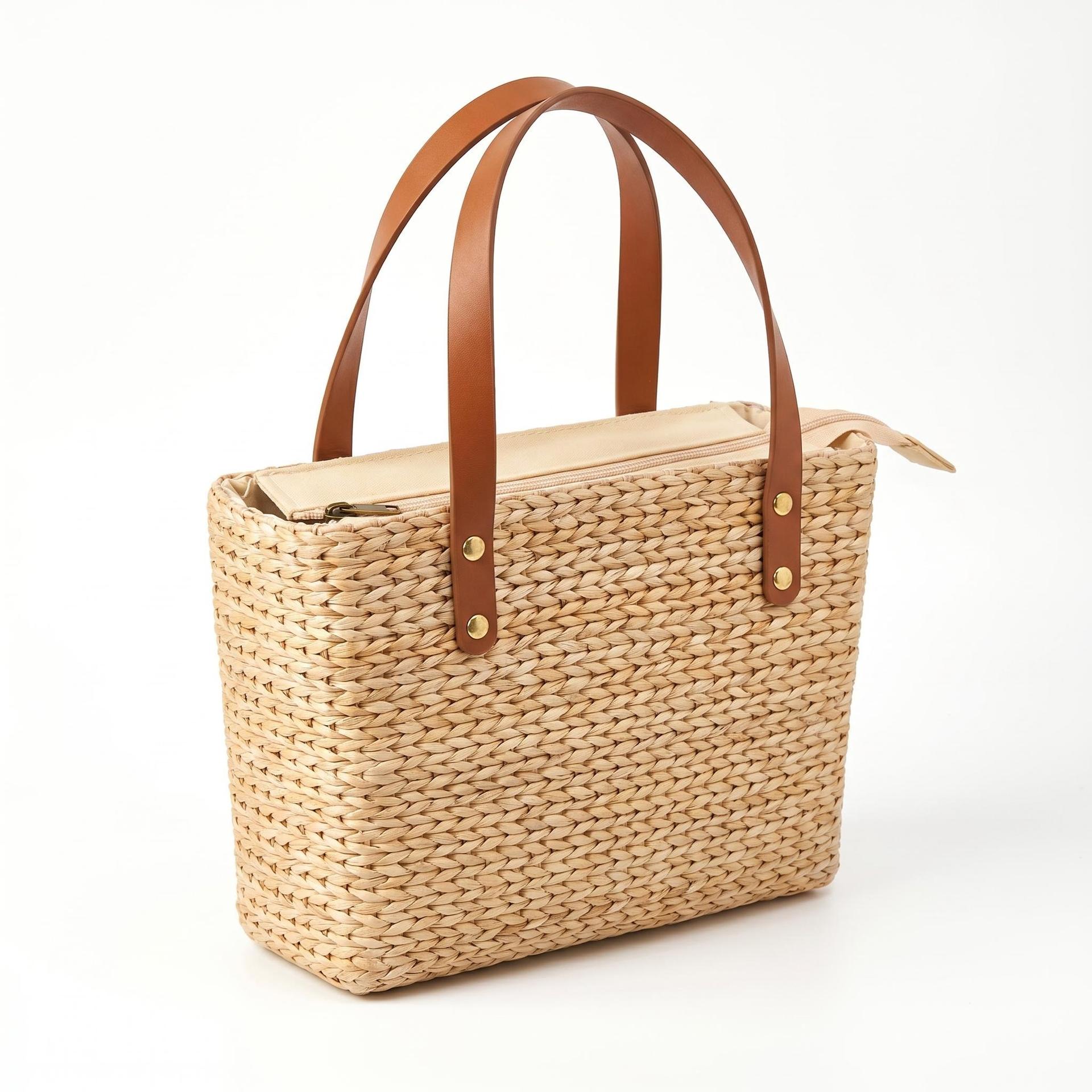 Minimalist Retro Handcrafted Cattail Woven Handbag