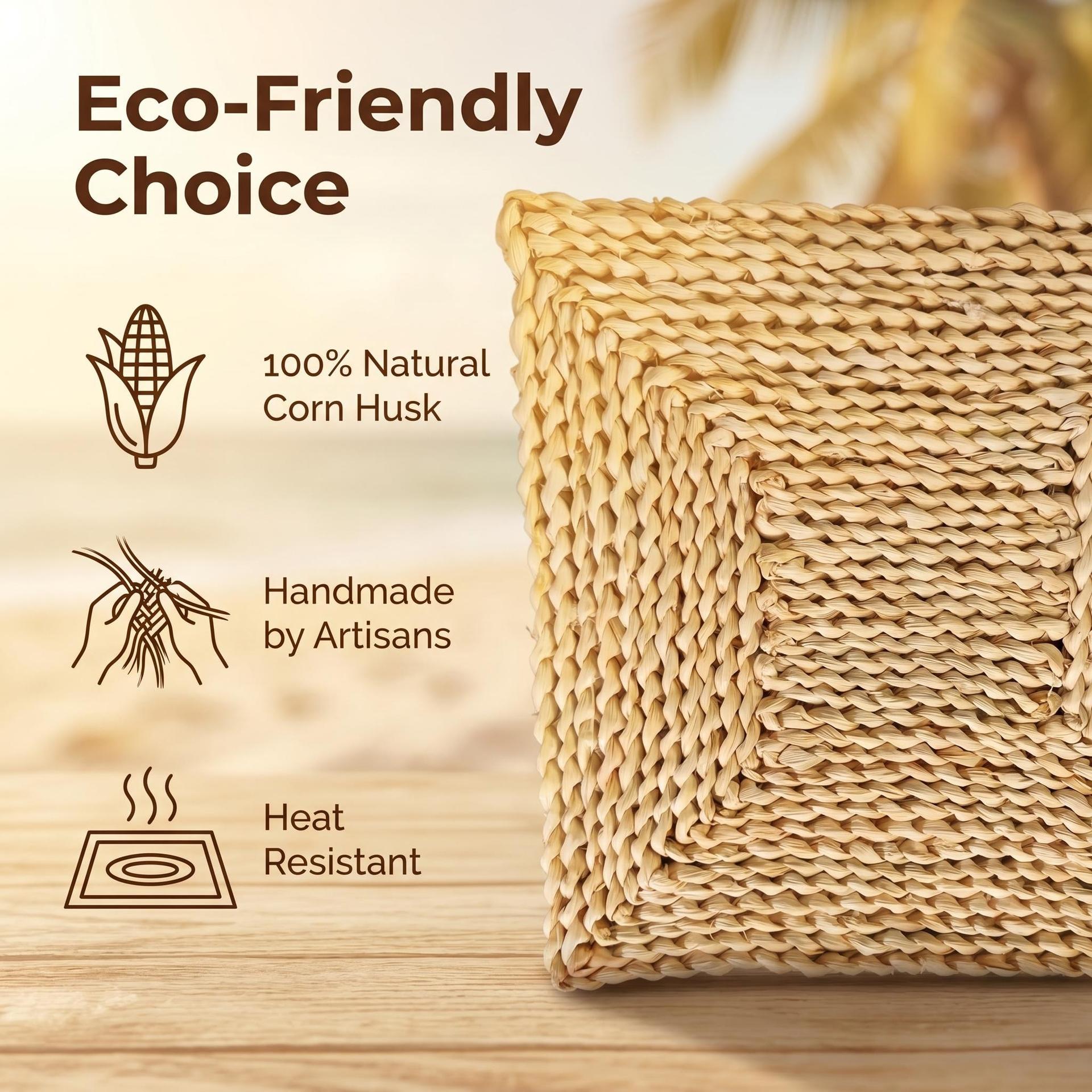 Handcrafted Classic Square Corn Husk Placemat