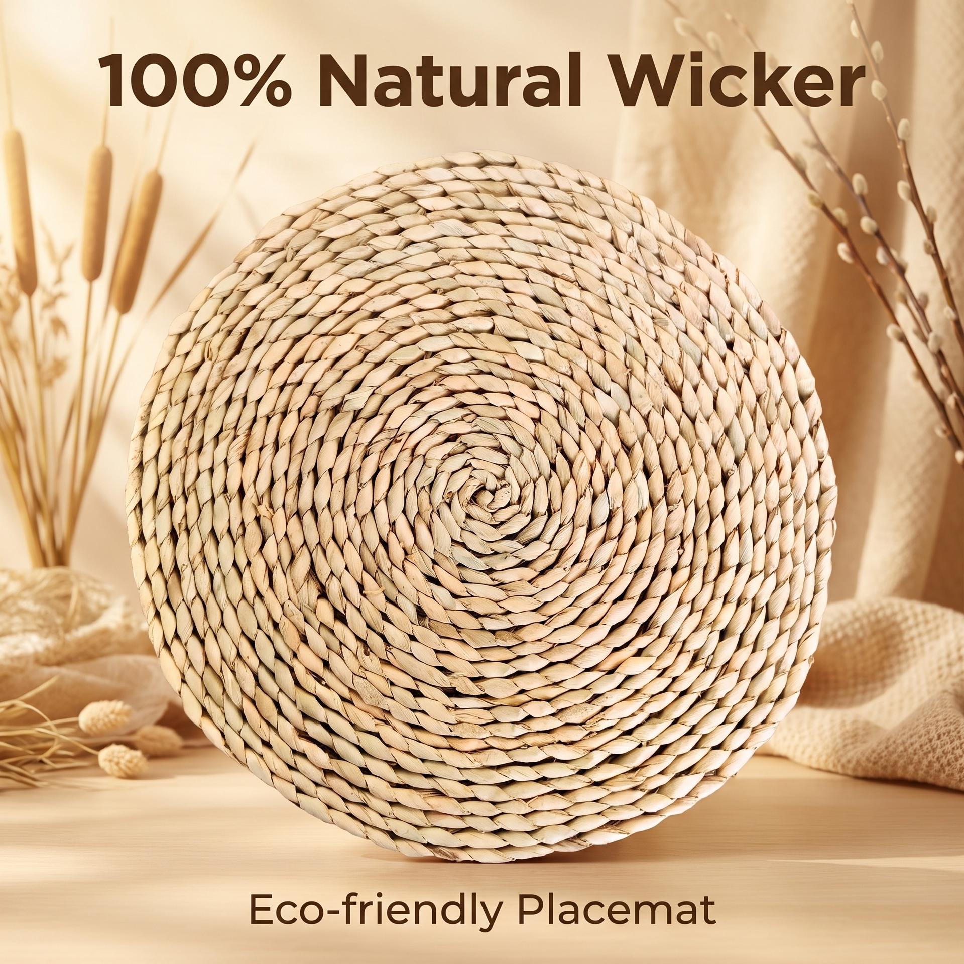 Handcrafted Circular Cattail & Willow Woven Placemat